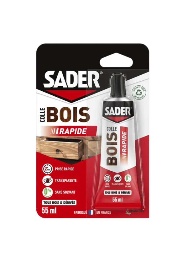 Sader Colle Bois Prise Rapide Transparente 55ml - Béjottes